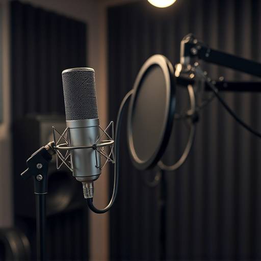 A Neumann U87 microphone in a recording studio.
